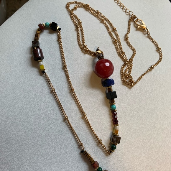 Glass Crystal Goldtone Y Necklace - Picture 4 of 7